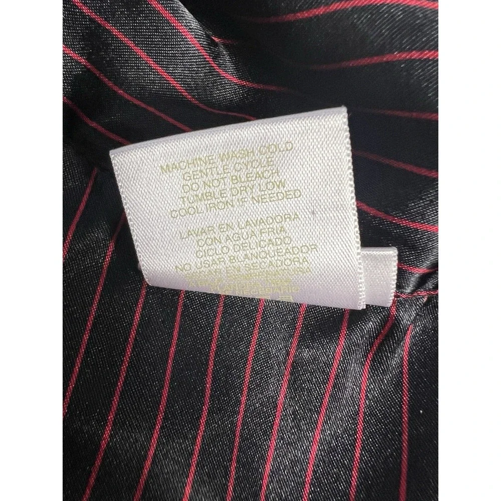 Secret Treasures Pajama Set Womens‎ Large Black Red Pinstripe Satin Long Sleeve
